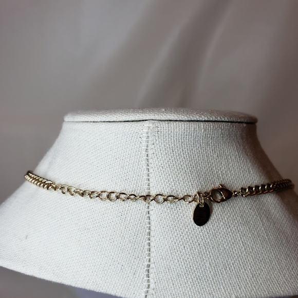 Claire's Bib Necklace Iridescent Ivory Gemstones Gold Tone Metal Shimmer - Picture 5 of 14